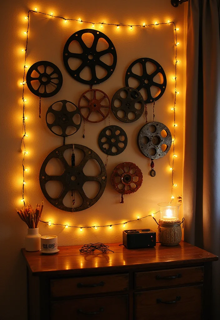 12 Movie Wall Decor Ideas for Cinematic Home Ambience 8. DIY Movie Reel Wall Art