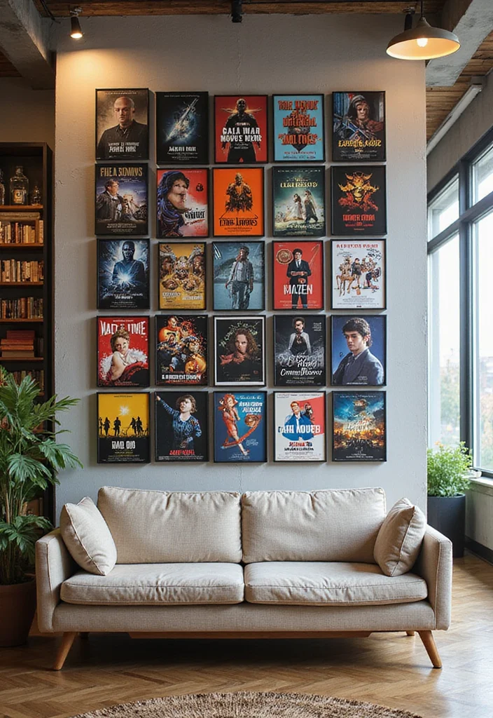 12 Movie Wall Decor Ideas for Cinematic Home Ambience 9. Movie Genre Collage