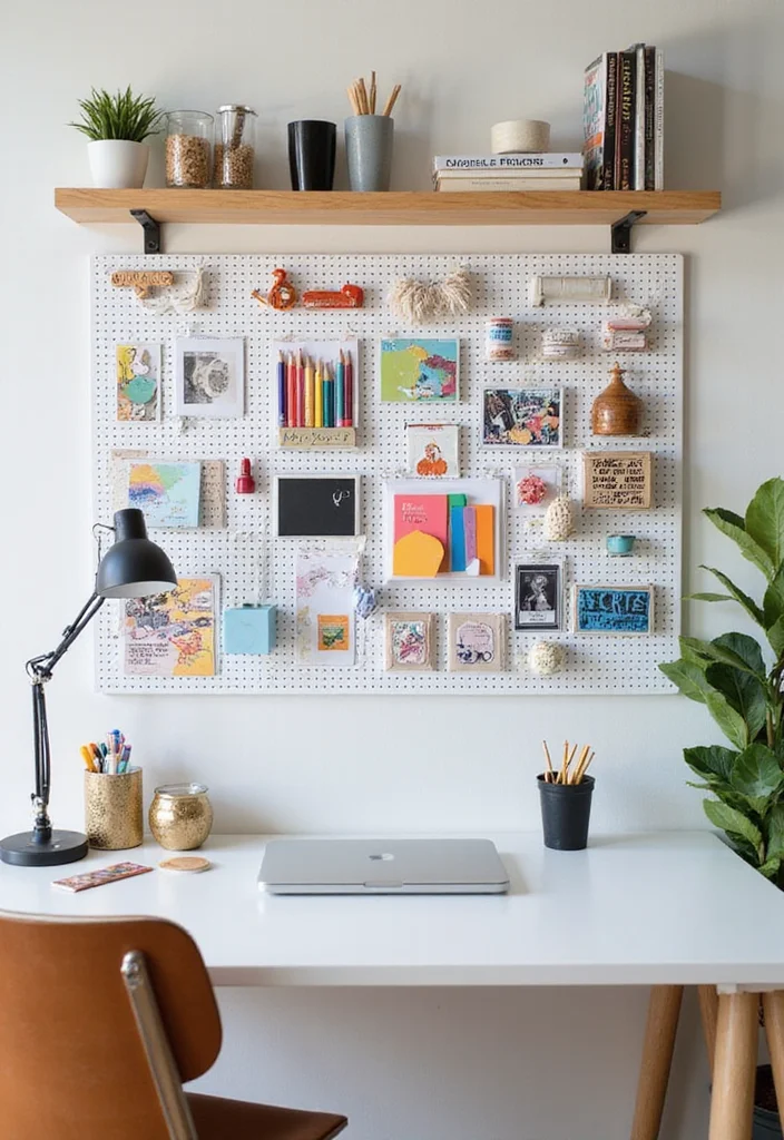12 Office Storage Ideas for Small Spaces With Maximum Efficiency 3. Pegboards Organize with Style