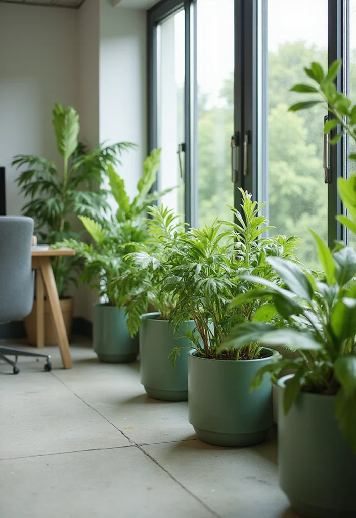 12 Sage Green Office Ideas for Soft Natural Calm - 3. Greenery and Plants