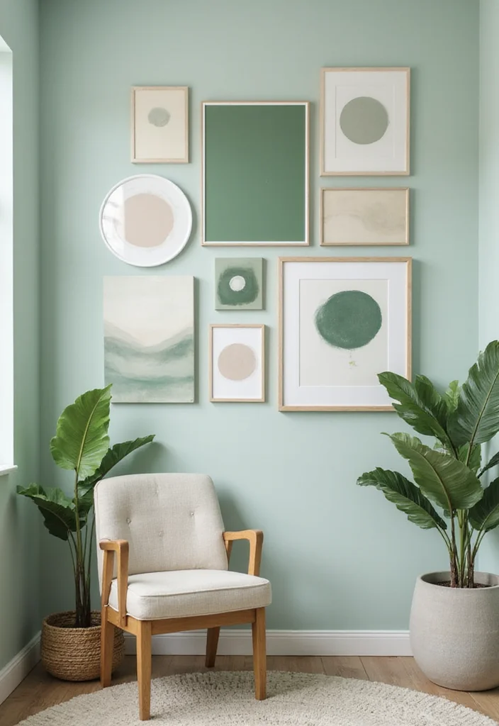 12 Sage Green Office Ideas for Soft Natural Calm - 8. Sage Green Wall Art