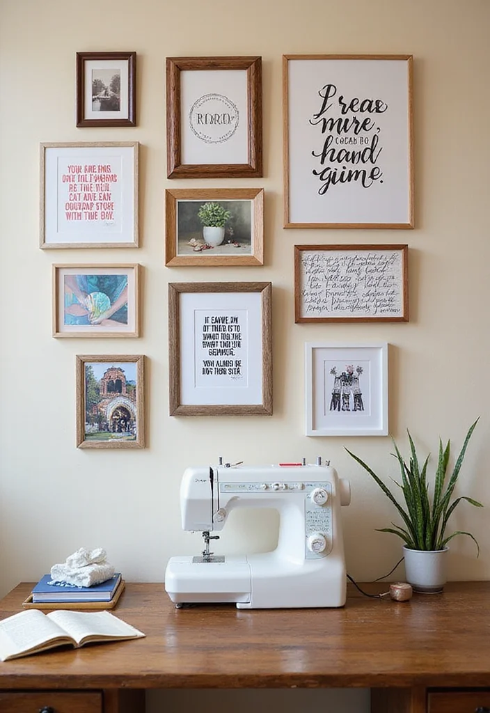 12 Sewing Room Wall Decor Ideas for Organized Inspiring Space 2. Inspirational Quote Art
