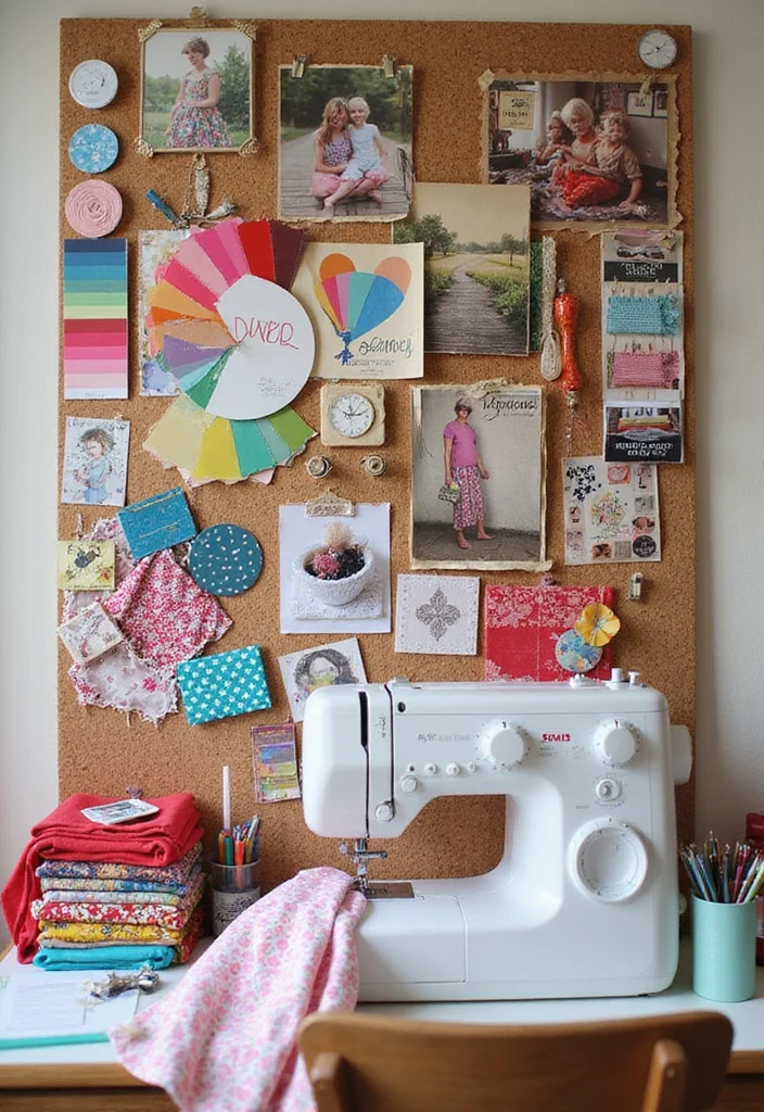 12 Sewing Room Wall Decor Ideas for Organized Inspiring Space 9. Mood Board Collage