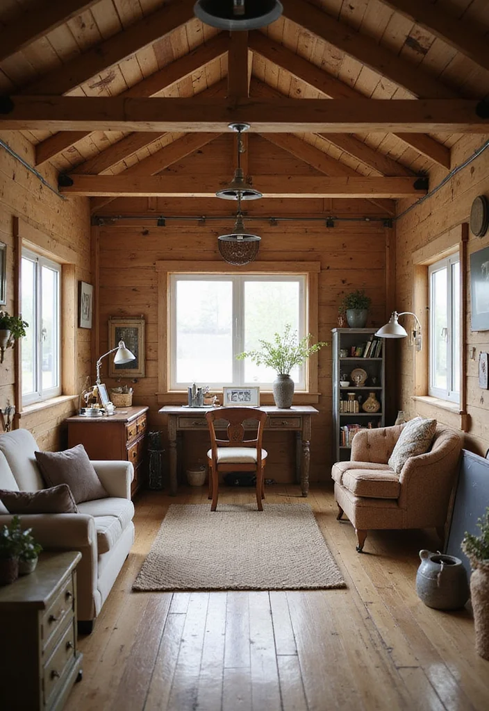 12 Shed Home Office Ideas for Quiet Detached Workspaces 6. Rustic Farmhouse Charm