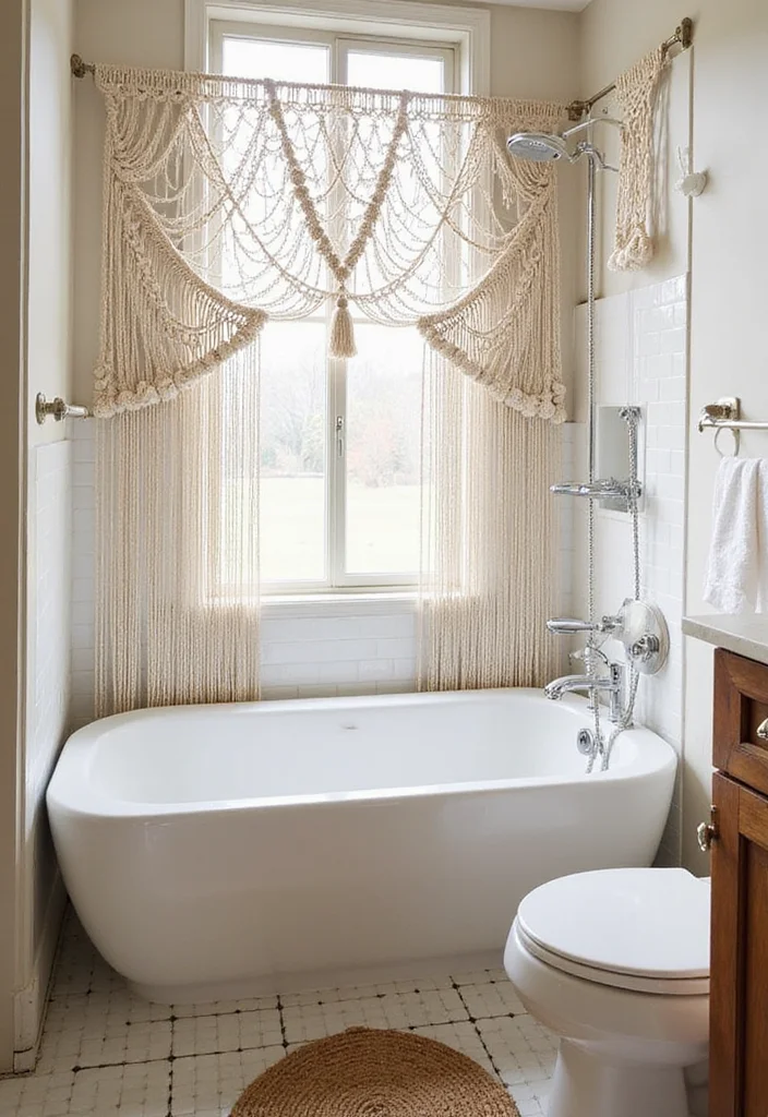 12 Shower Curtain Alternative Ideas for Fresh Modern Looks 34 12 Shower Curtain Alternative Ideas for Fresh Modern Looks - 4. Macrame Hangings