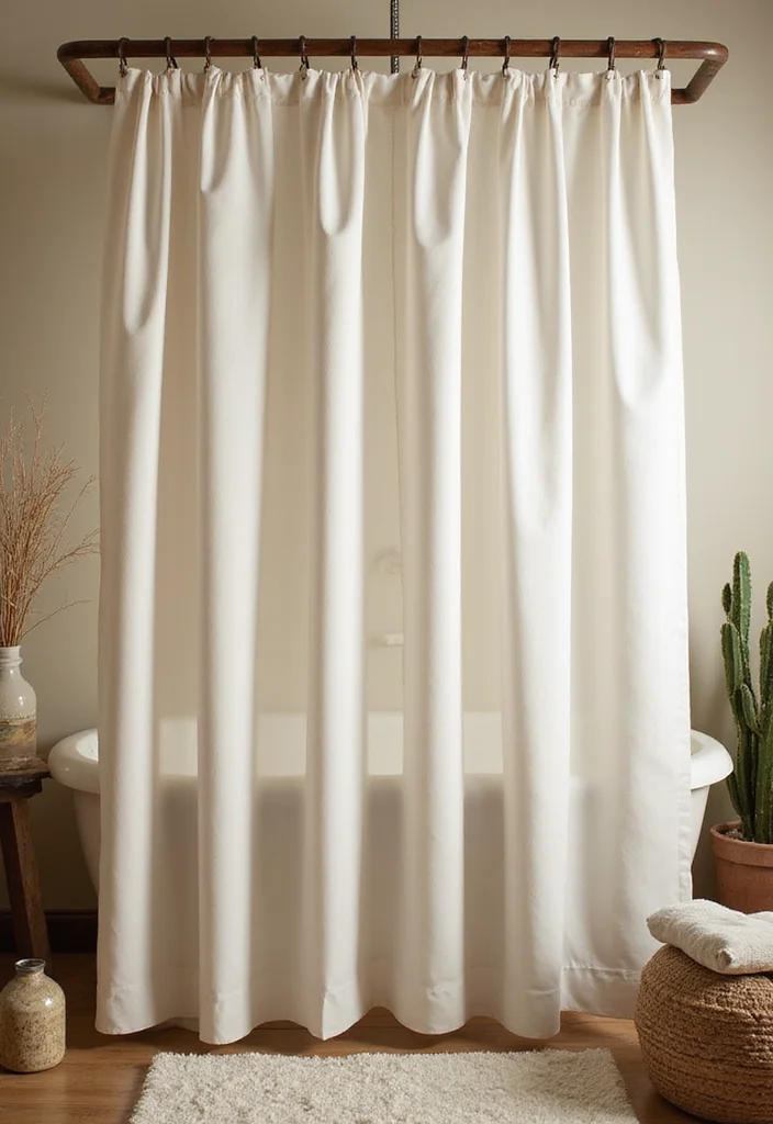 12 Shower Curtain Rod Ideas for Better Support and Style 3. Rustic Charm with Wood