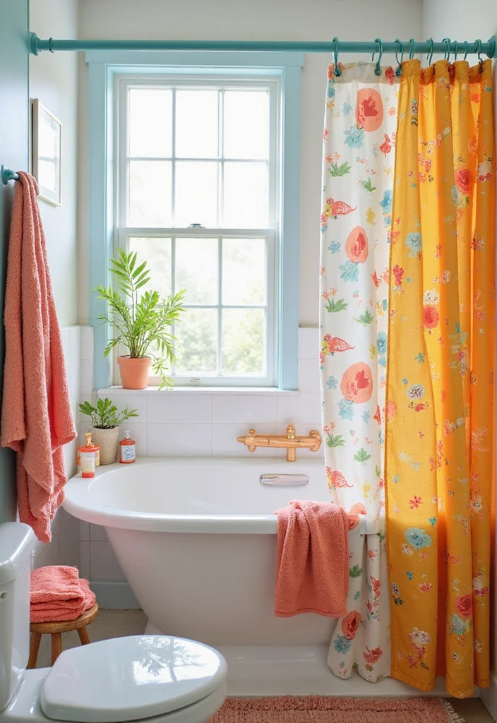 12 Shower Curtain Rod Ideas for Better Support and Style 5. Colorful PVC Rods