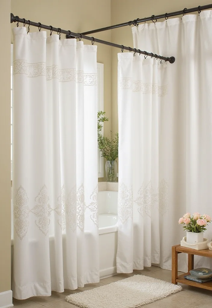 12 Shower Curtain Rod Ideas for Better Support and Style 9. Decorative Finial Designs
