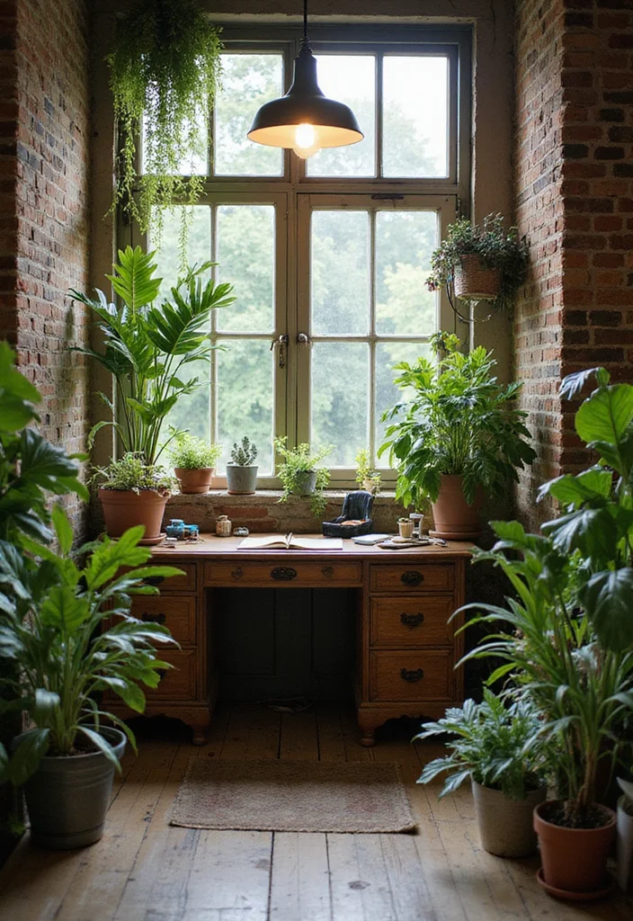 12 Vintage Office Ideas for Classic Timeless Charm 111 12 Vintage Office Ideas for Classic Timeless Charm 11. A Touch of Greenery