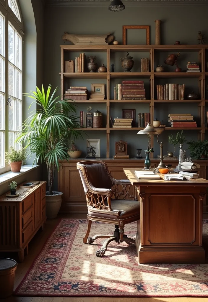 12 Vintage Office Ideas for Classic Timeless Charm 122 12 Vintage Office Ideas for Classic Timeless Charm 12. Mixing Old with New