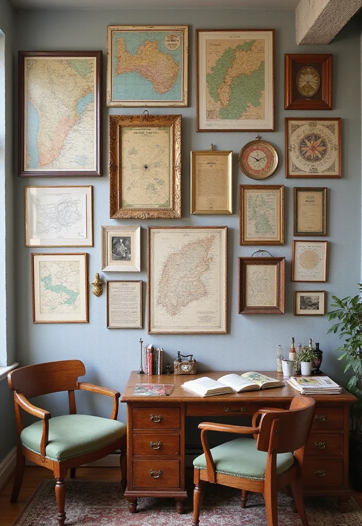 12 Vintage Office Ideas for Classic Timeless Charm 34 12 Vintage Office Ideas for Classic Timeless Charm 4. Vintage Inspired Wall Art