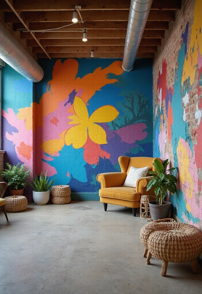 14 Basement Wall Decorating Ideas for Big Visual Impact 10. Murals and Art