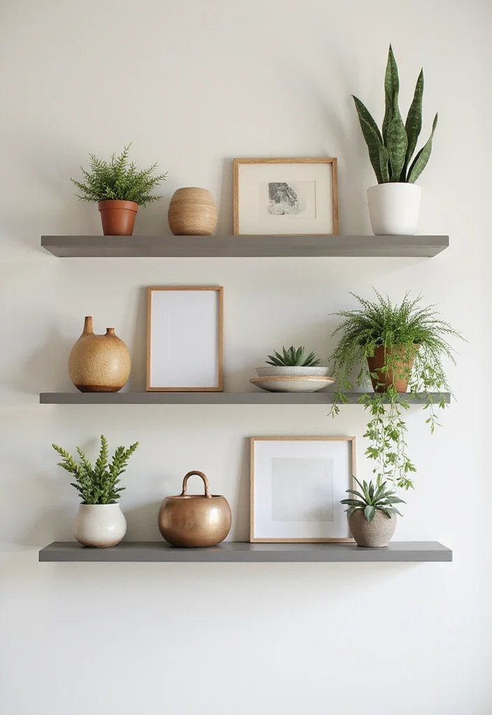 14 Basement Wall Decorating Ideas for Big Visual Impact 5. Floating Shelves