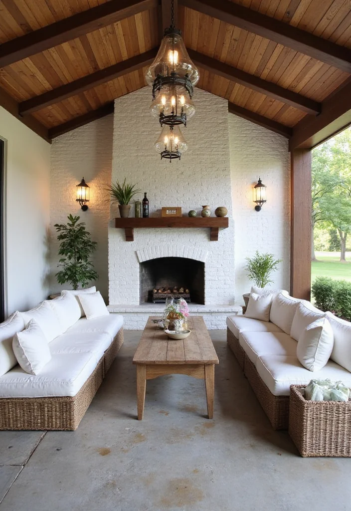 14 Covered Patio Ideas With Fireplace for Year Round Comfort 78 14 Covered Patio Ideas With Fireplace for Year Round Comfort 8. Contemporary Farmhouse Style
