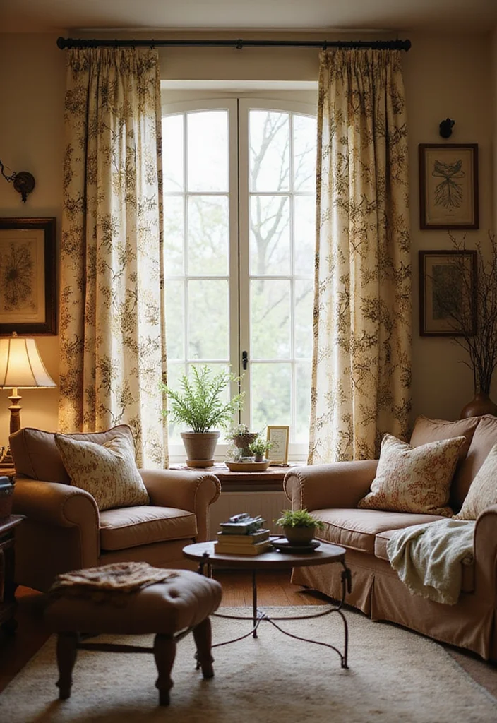 14 French Country Curtain Ideas for Warm Rustic Elegance - 11. Nature-Inspired Prints