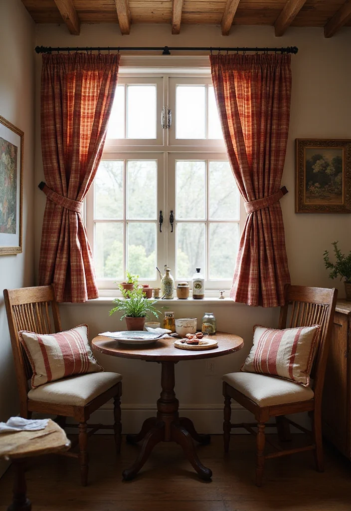 14 French Country Curtain Ideas for Warm Rustic Elegance - 3. Classic Checked Fabrics