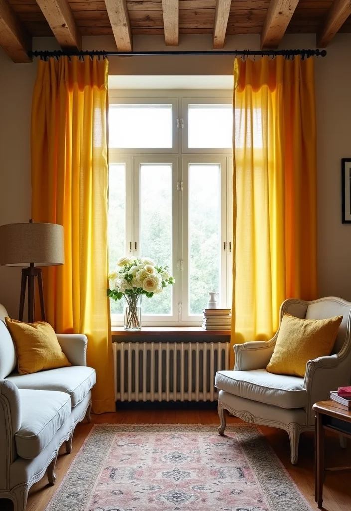 14 French Country Curtain Ideas for Warm Rustic Elegance - 8. Bold Color Blocks