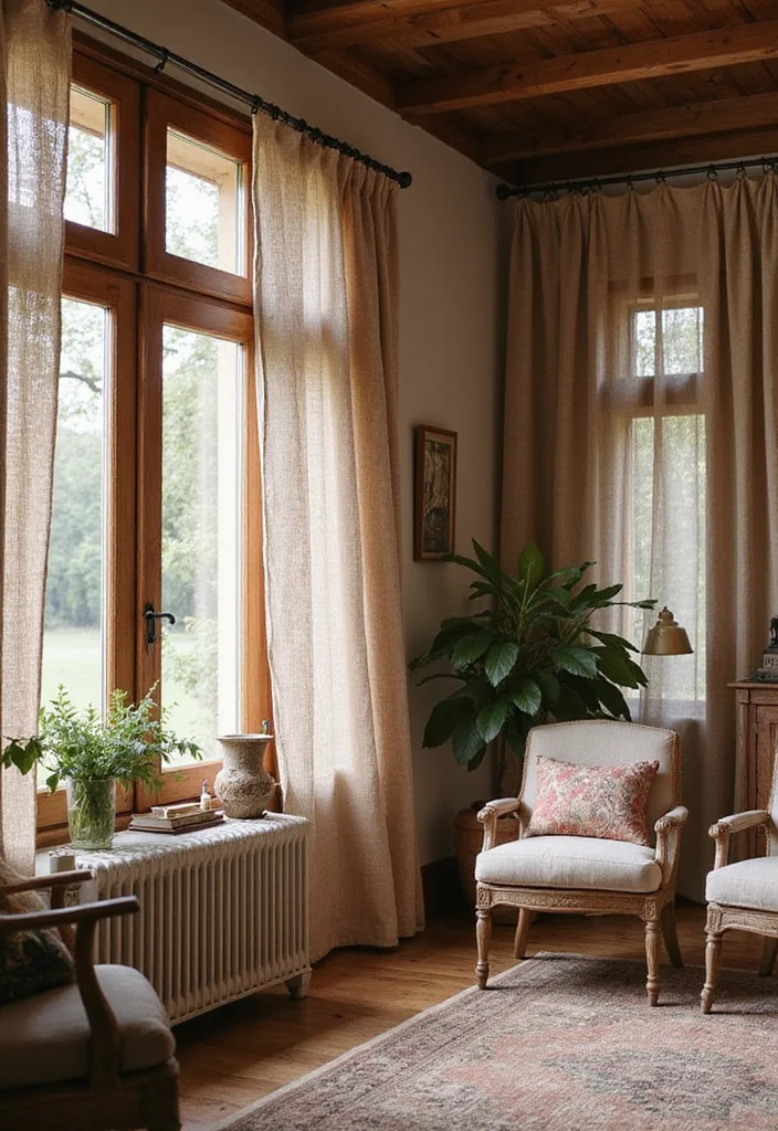 14 French Country Curtain Ideas for Warm Rustic Elegance - 9. Textured Woven Fabrics