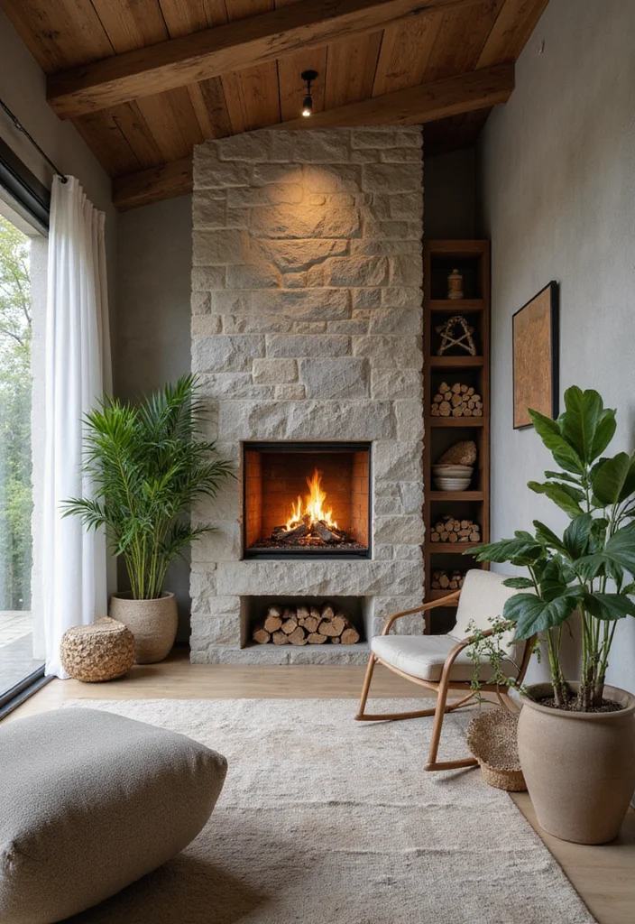 14 High Ceiling Fireplace Ideas for Dramatic Vertical Impact 11. Eco Friendly Designs