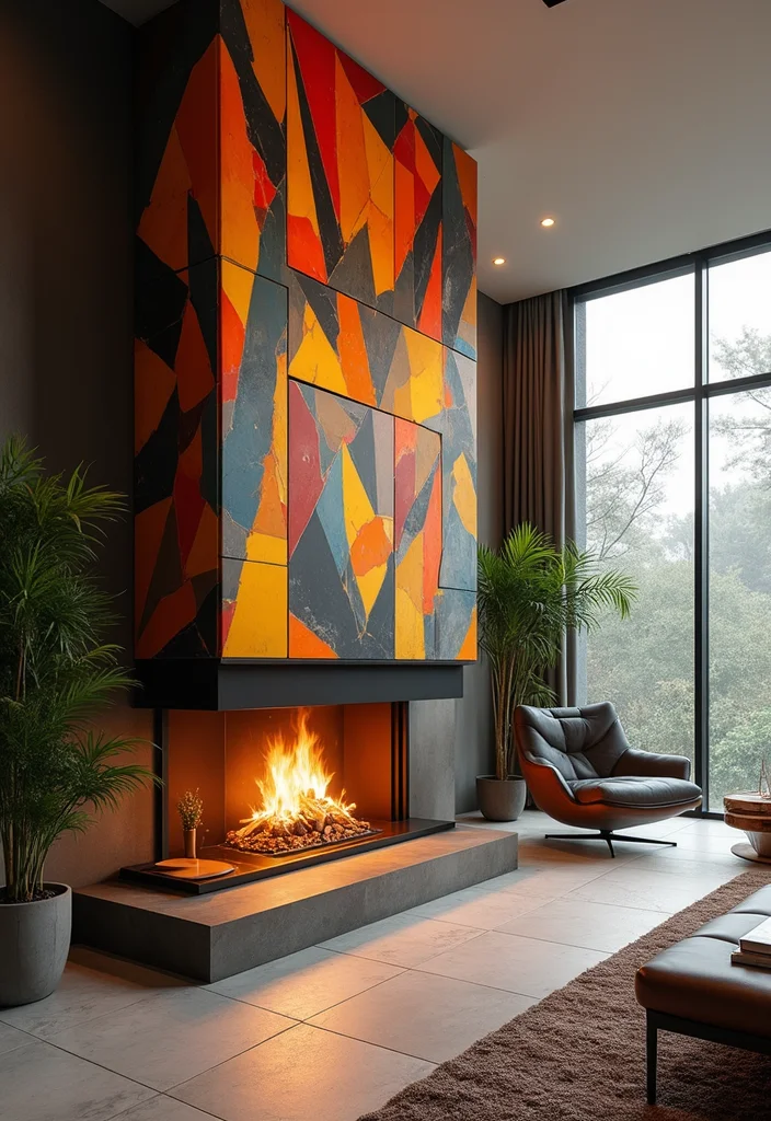 14 High Ceiling Fireplace Ideas for Dramatic Vertical Impact 6. Artistic Firebox Designs