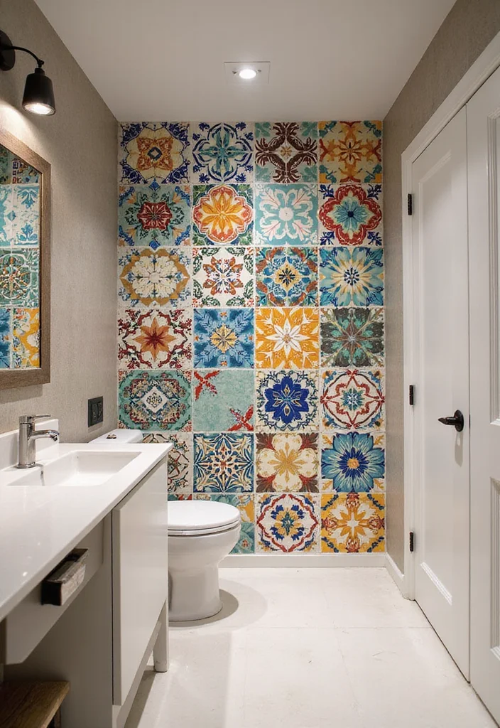 14 Large Bathroom Wall Decor Ideas for Bold Stylish Presence 45 14 Large Bathroom Wall Decor Ideas for Bold Stylish Presence - 5. Statement Wall with Tile Patterns