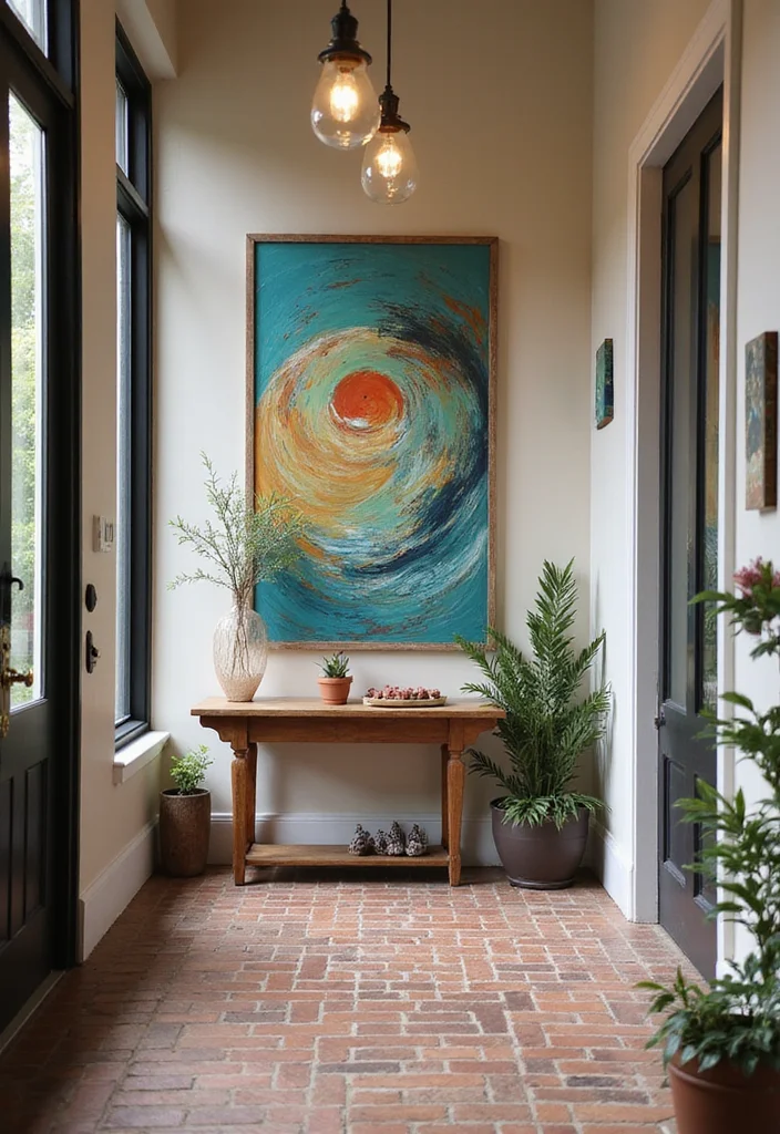 14 Large Wall Decor Entryway Foyer Ideas for Grand First Impressions 133 14 Large Wall Decor Entryway Foyer Ideas for Grand First Impressions - 13. Large Artwork from Local Artists