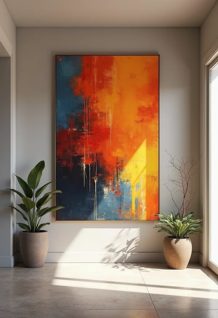 14 Large Wall Decor Entryway Foyer Ideas for Grand First Impressions 34 14 Large Wall Decor Entryway Foyer Ideas for Grand First Impressions - 4. Large Canvas Artwork