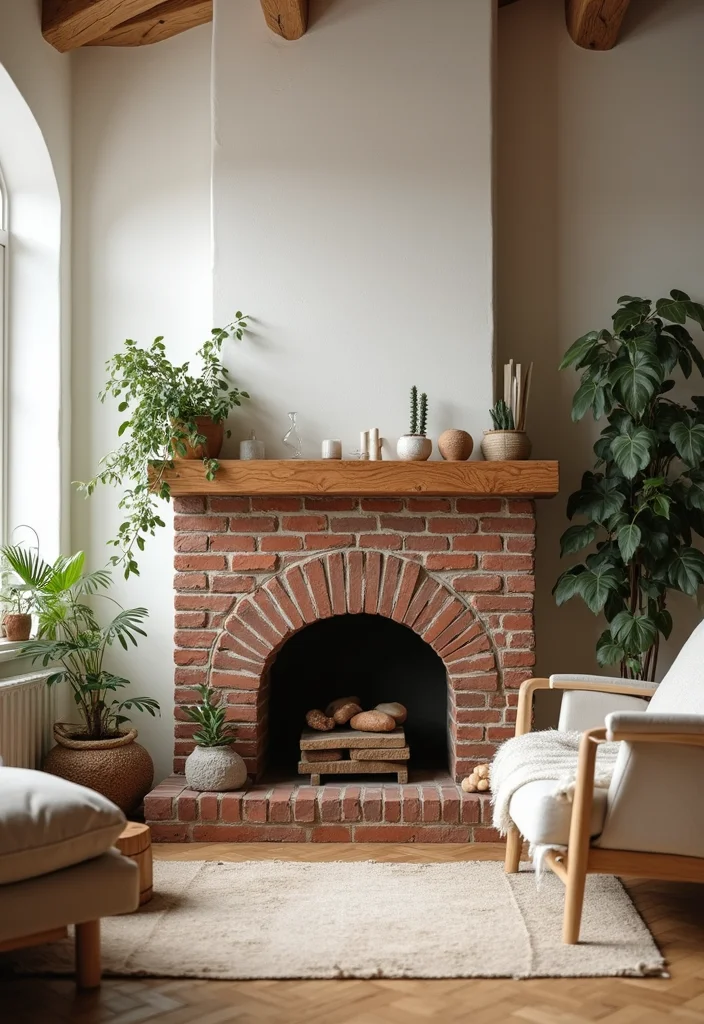 14 Red Brick Fireplace Ideas for Rustic Updated Charm 1. Whitewashed Wonder