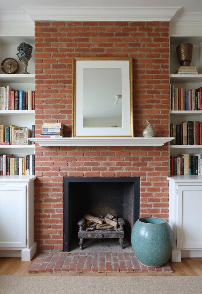 14 Red Brick Fireplace Ideas for Rustic Updated Charm 11. Smart Storage Solutions