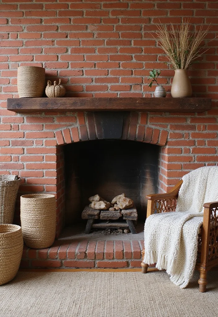 14 Red Brick Fireplace Ideas for Rustic Updated Charm 6. Textured Accents