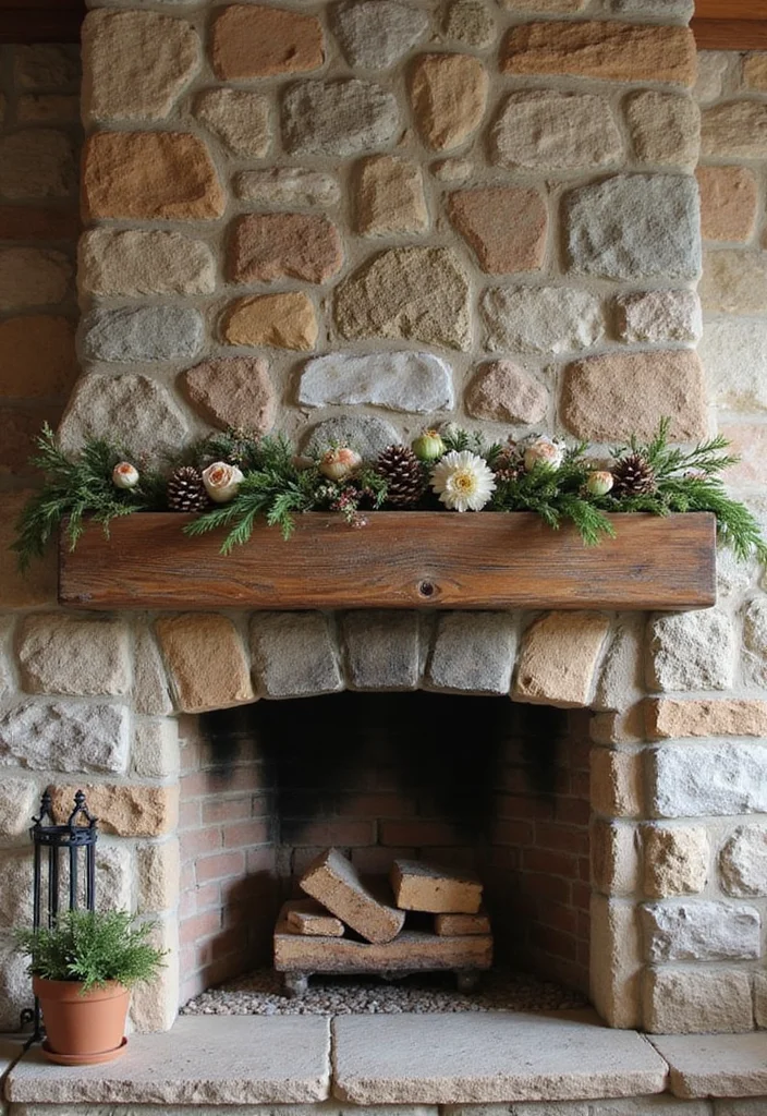 14 Stone Fireplace Mantel Decorating Ideas for Textured Classic Style 1. Embrace Natural Elements