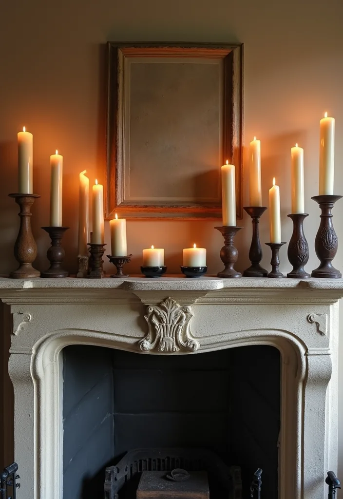 14 Stone Fireplace Mantel Decorating Ideas for Textured Classic Style 6. Bold Candles