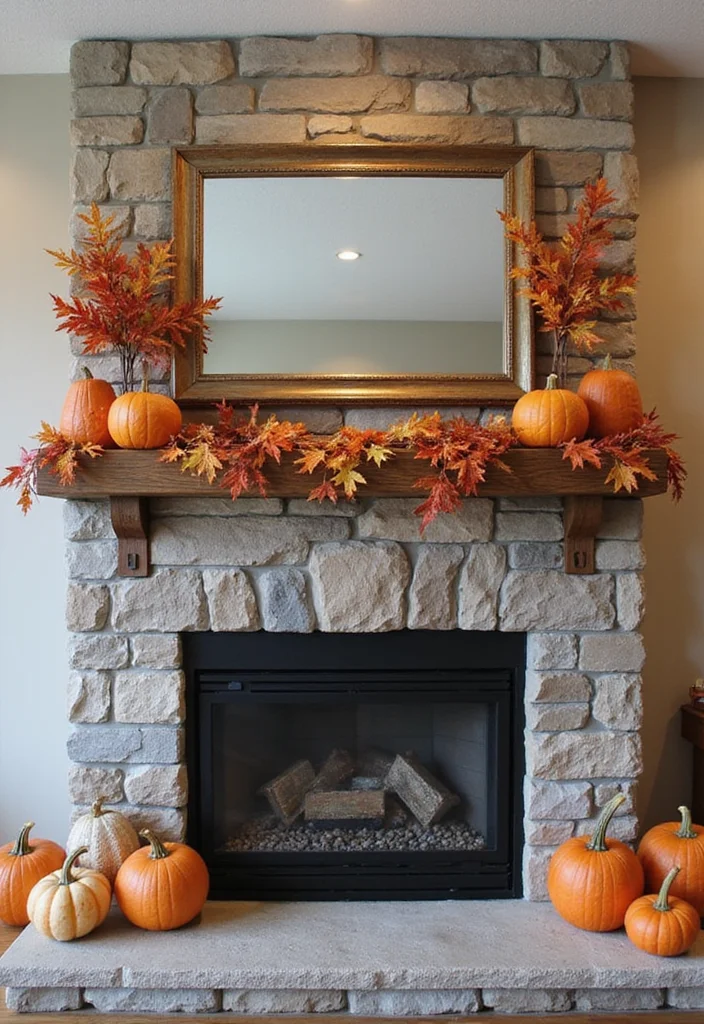 14 Stone Fireplace Mantel Decorating Ideas for Textured Classic Style 9. Themed Displays