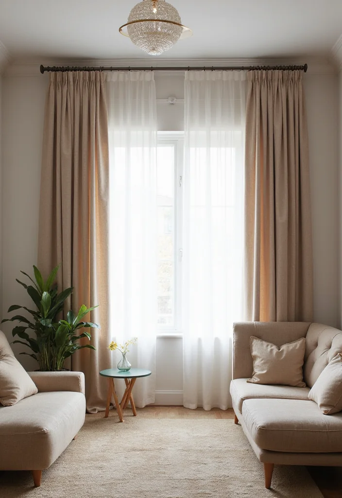 14 Vaulted Ceiling Curtain Ideas for Tall Elegant Windows 8. Curtain Rods at Ceiling Height